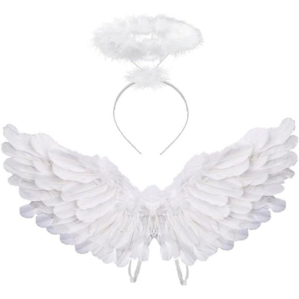 Angel Costume Wings Halo Angel for‎ Girls Kids Women Adult Halloween Christmas